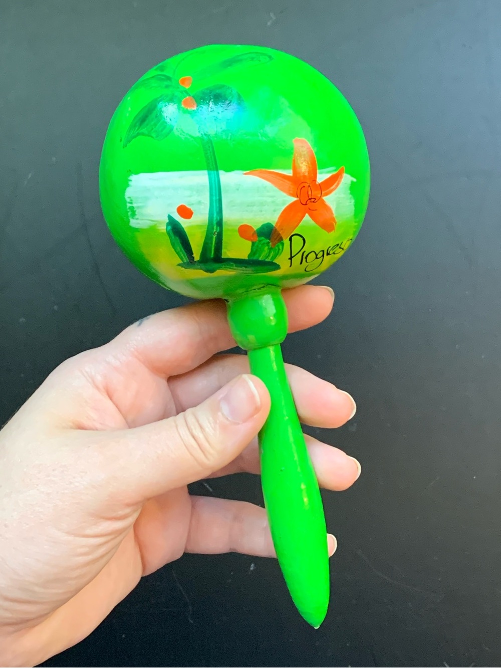 Hand Painted Wooden Mexican Maraca